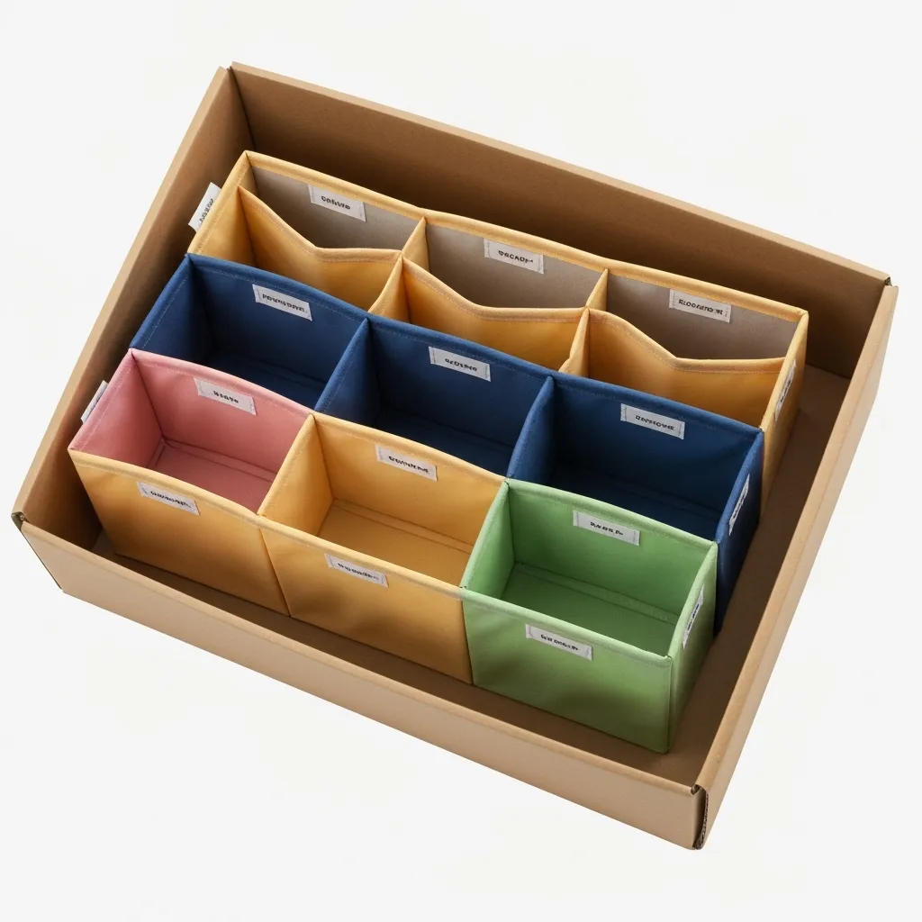 Stoffen organizer voor opbergdoos