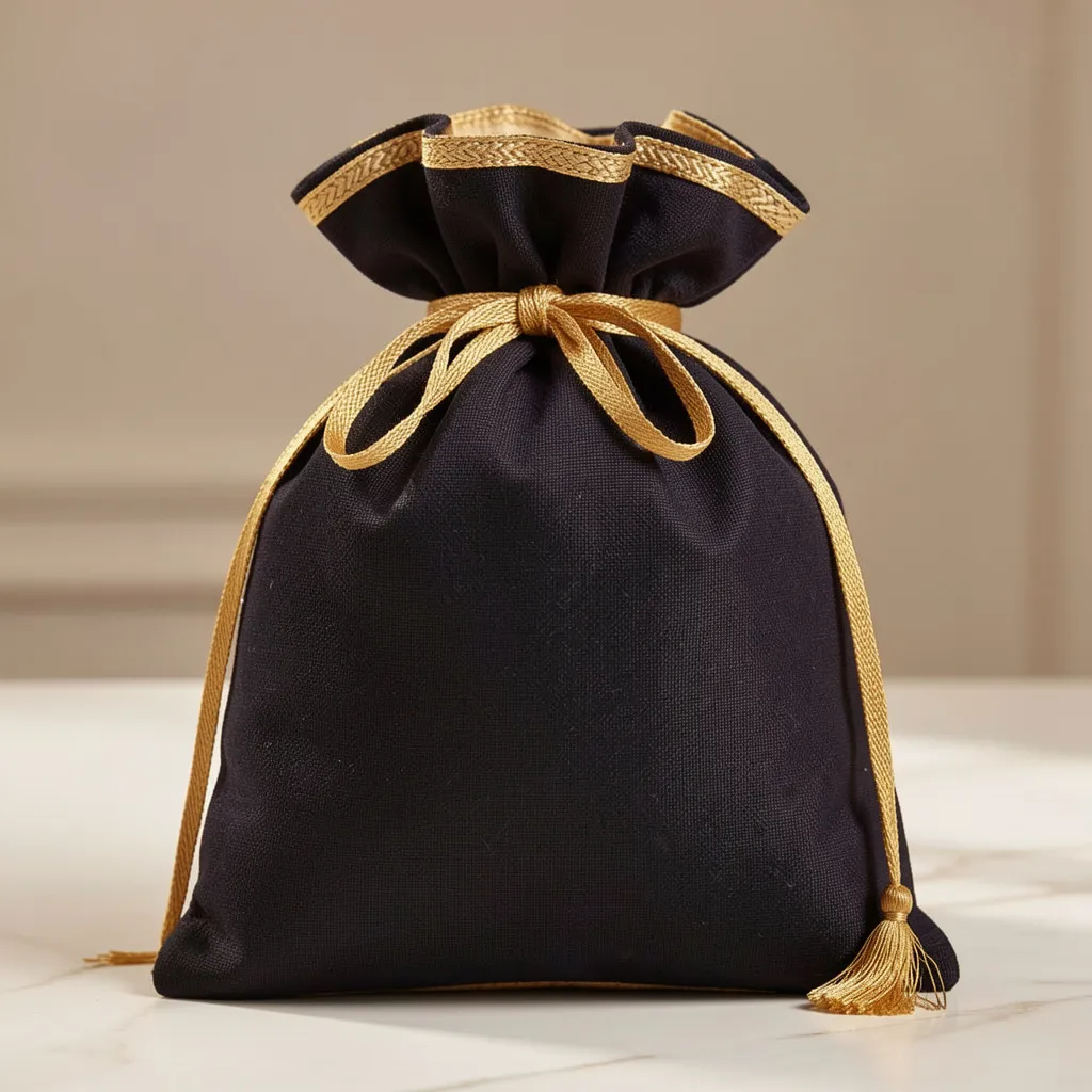 Luxe stoffen zakje met lint